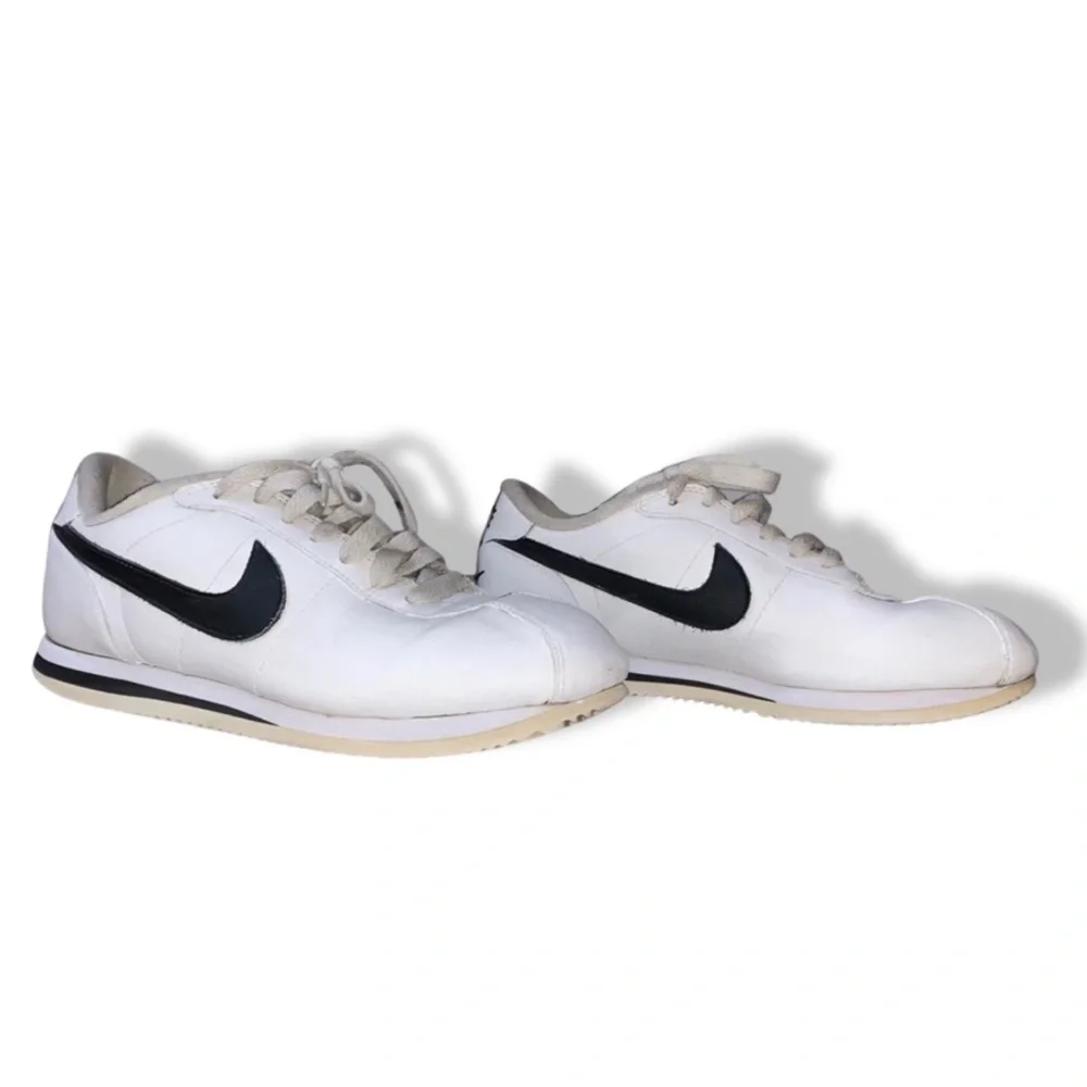 Classic Retro Youth Nike Cortez White With Black Swoosh Sneakers, Size 6.5Y